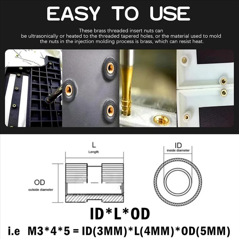 Heat Set Insert Nuts | 220pcs Kit for 3D Printing | M2-M6 Knurled Threaded Inserts - Thumbnail 5