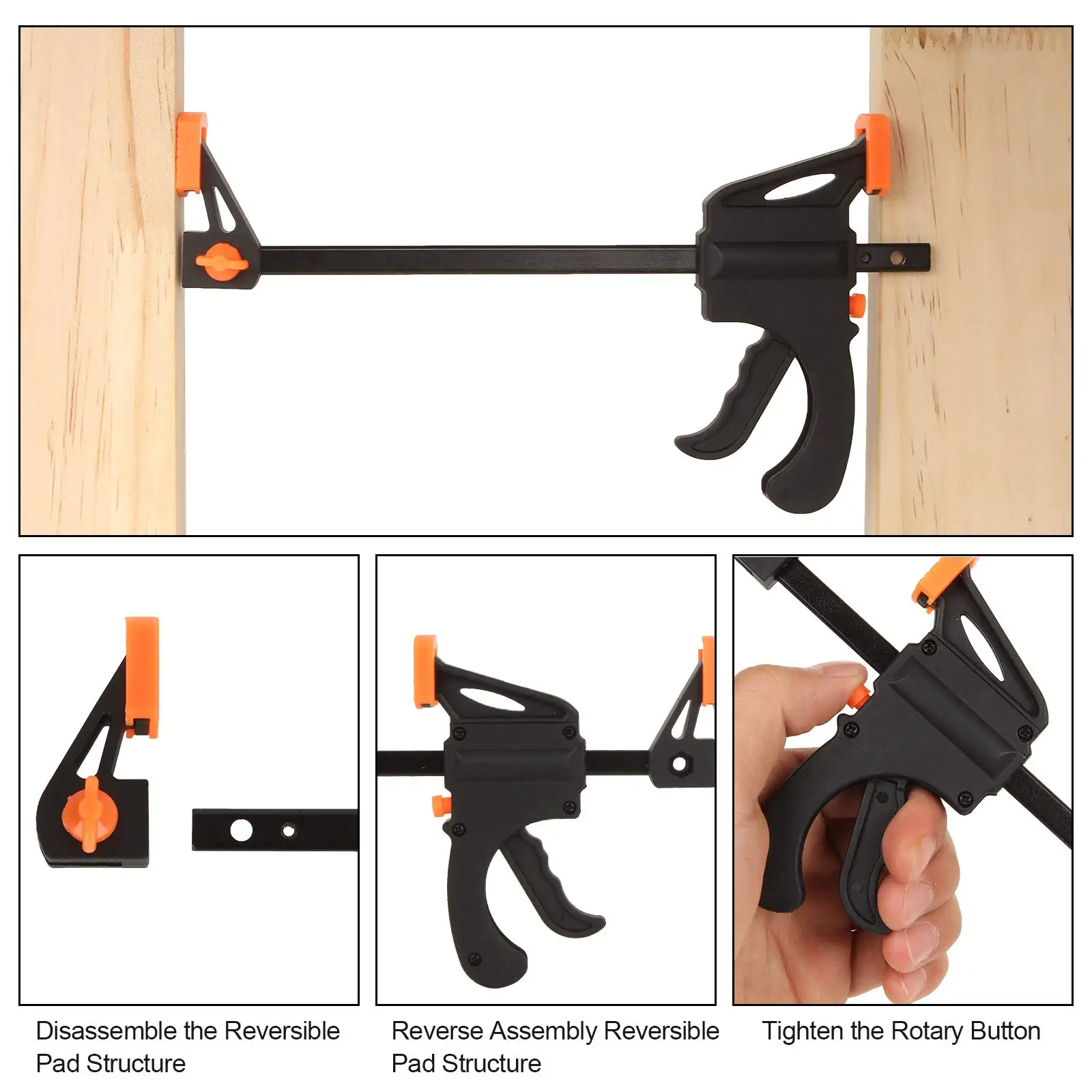 4-Inch Quick-Release Bar Clamps | 5-Piece Woodworking Set | Heavy-Duty Ratchet Mechanism - Thumbnail 6