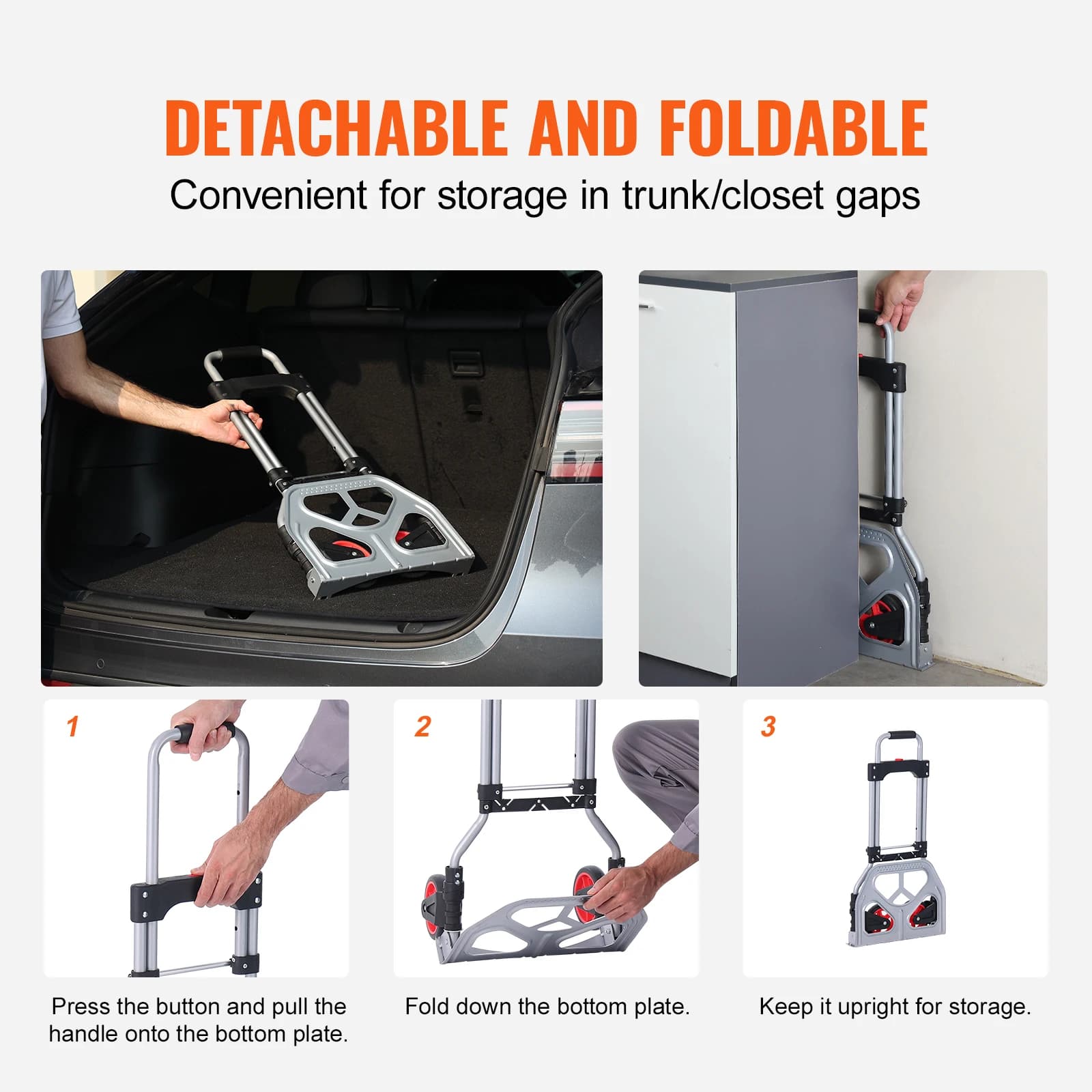 Folding Hand Truck | 176 lb Capacity | Aluminum Stair-Climbing Dolly & Luggage Cart - Thumbnail 6
