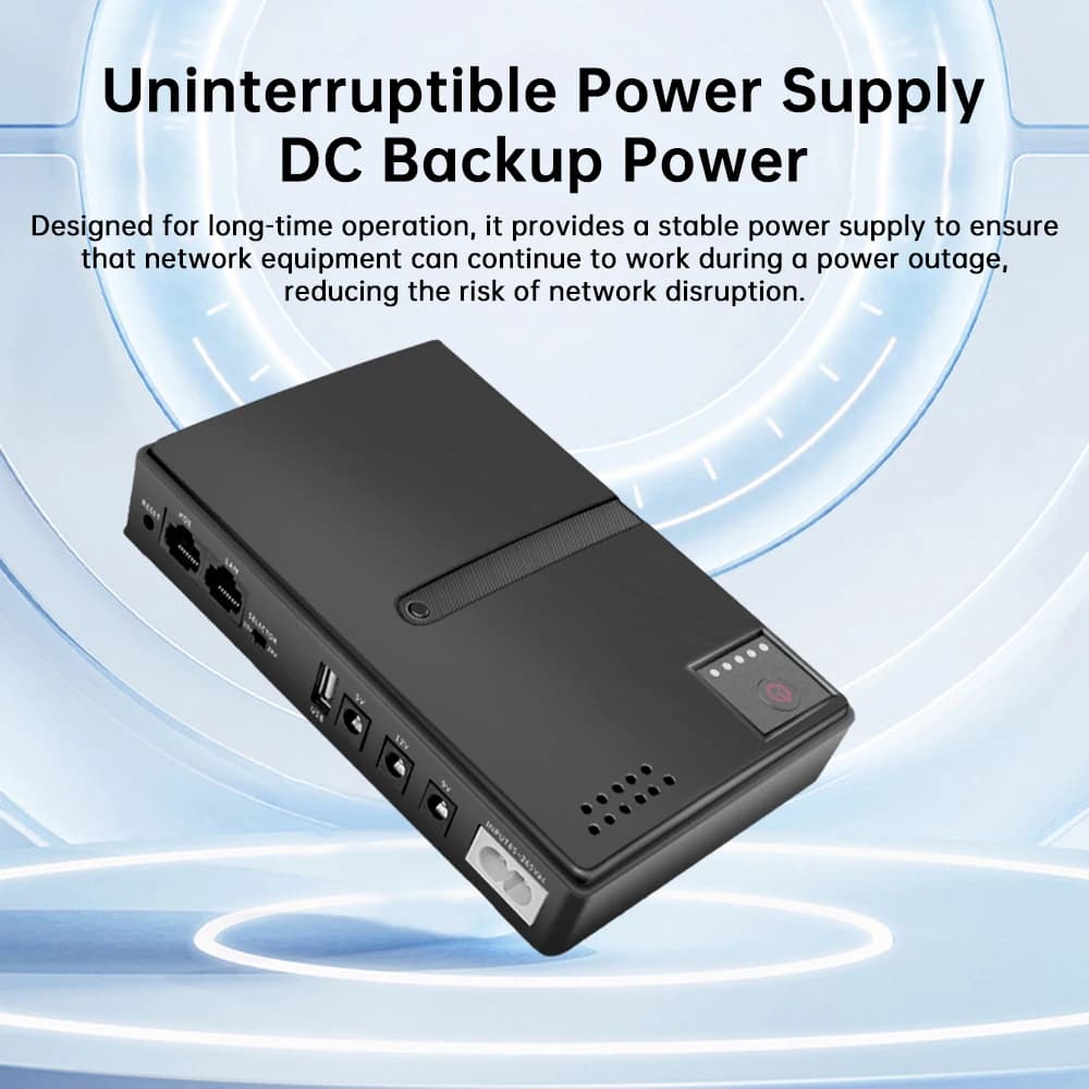 1018L Mini UPS for Home Network | Multi-Voltage Backup Power for Router & Modem | 5V/9V/12V EU Plug - Thumbnail 3