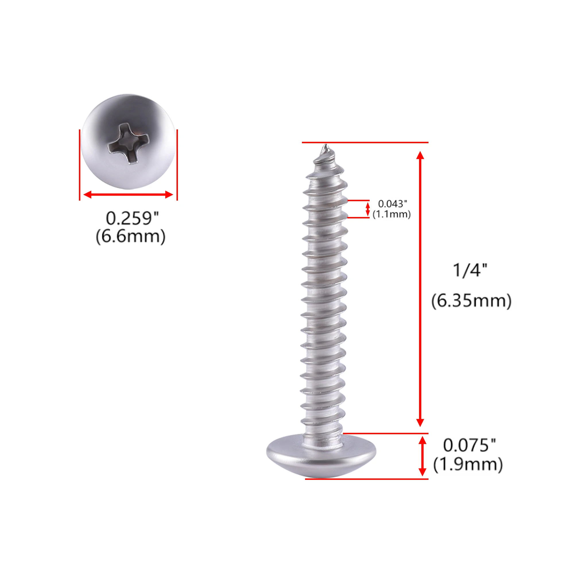 304 Stainless Wood Screws | Truss Head Phillips | 100/150pcs Bulk Pack - Thumbnail 3