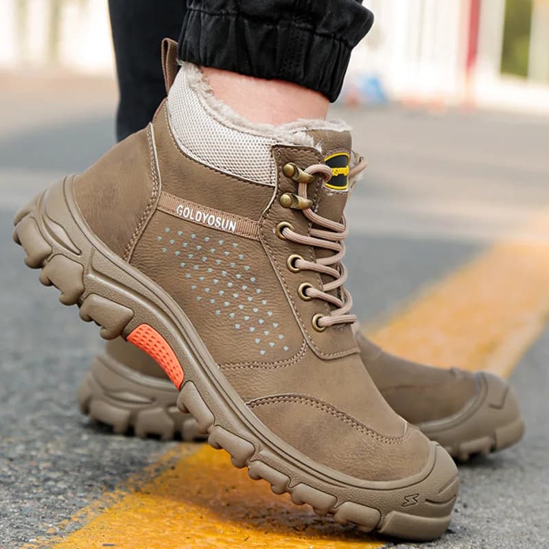 Steel Toe Work Boots | Thickened Wool & Non-Slip | Men's Snow & Security Shoes - Thumbnail 4