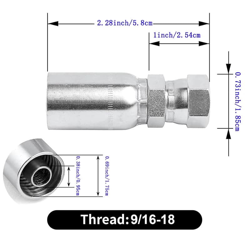 3/8 Hydraulic Hose Fitting | JIC 37° Swivel or NPT Male | Durable Crimp Connection - Thumbnail 2
