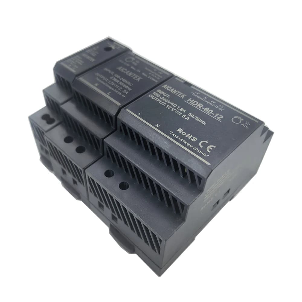 Industrial-Grade 60W Switching Power Supply | 12V DC Rail Transformer | HDR-60-12 Model - Thumbnail 4