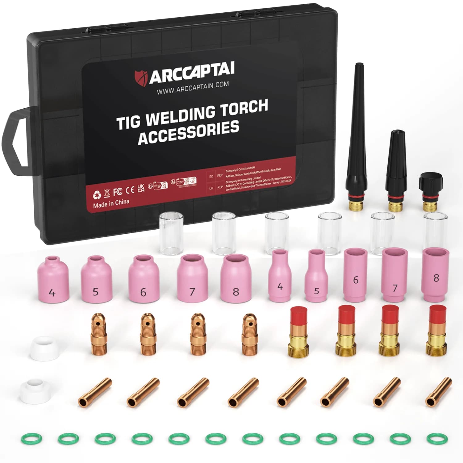 TIG Welding Torch Consumables Kit | WP-17/18/26 Models | Premium Gas Lens & Nozzle Set - Thumbnail 5