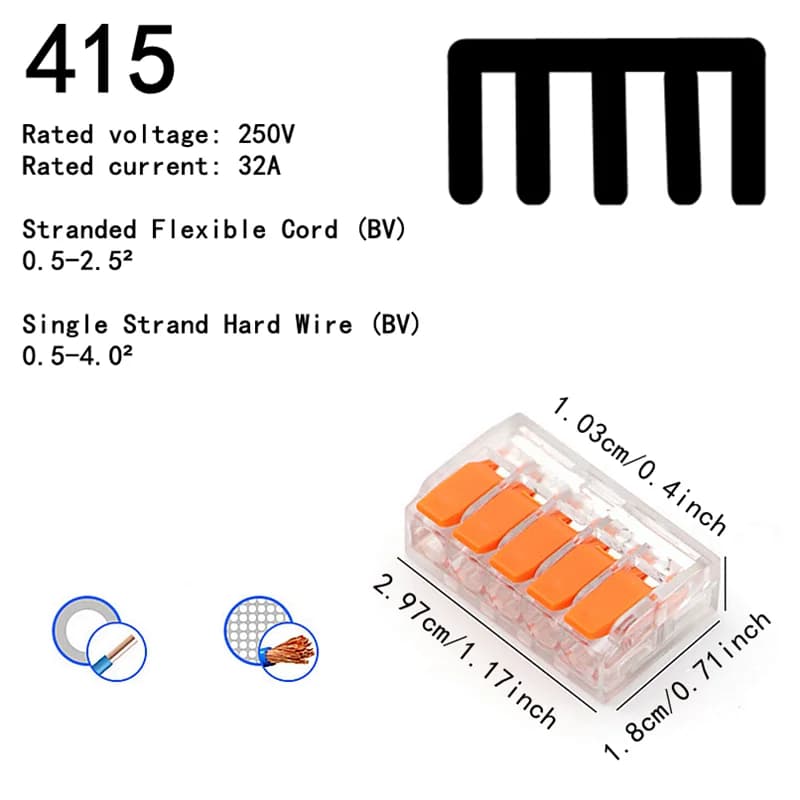Quick-Connect Wire Terminals | 10-75 Pc Assortment | 250V/32A Electrical Connectors - Thumbnail 4