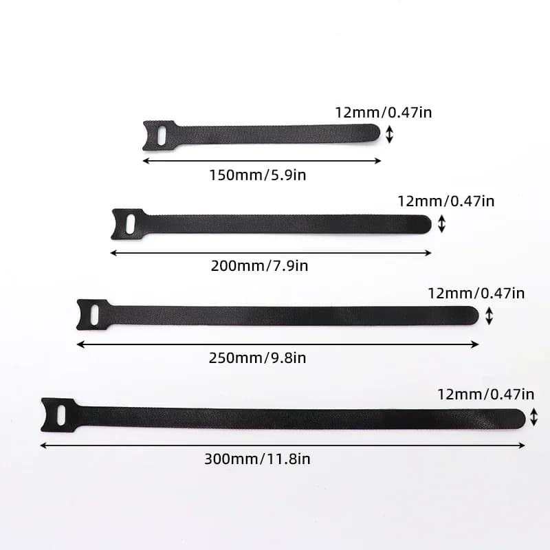 Cable Management Straps | 4-Pack (15-30cm) | Hook & Loop Wire Organizer - Thumbnail 3