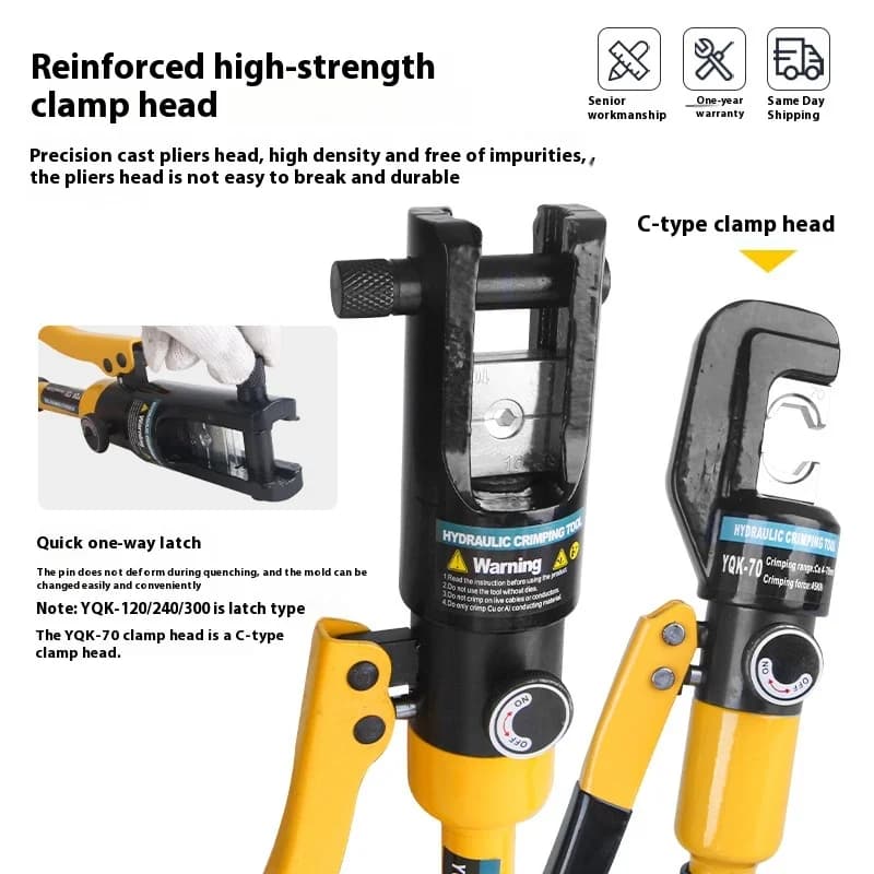 Hydraulic Crimping Tool | YQK-70 Manual Pliers for Copper & Aluminum Terminals - Thumbnail 3