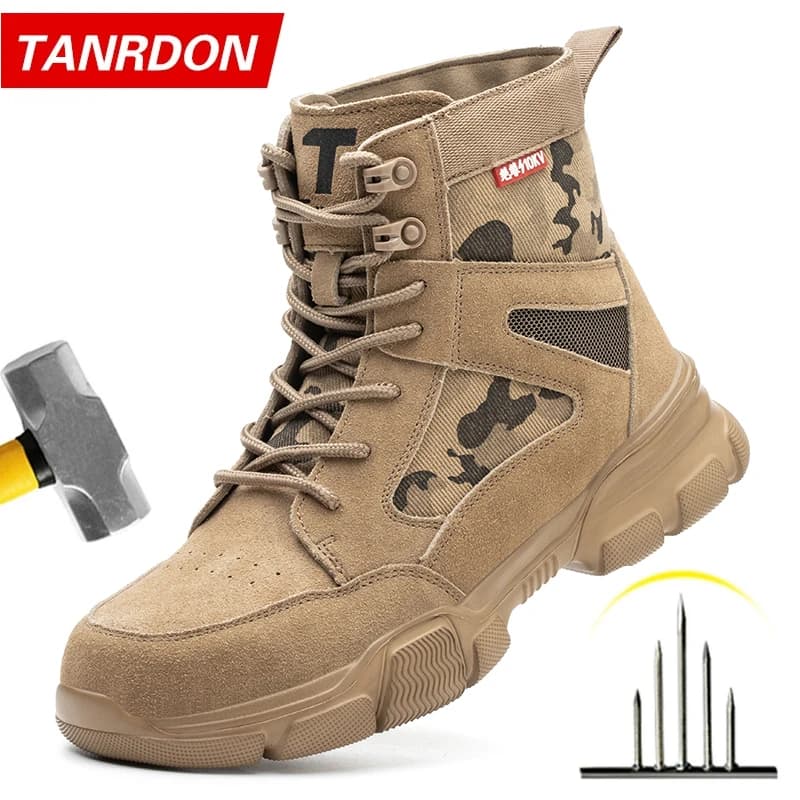 Toe Cap Safety Shoes | Puncture-Proof Tactical Sneakers | Male Security Protective Work Boots - Thumbnail 2
