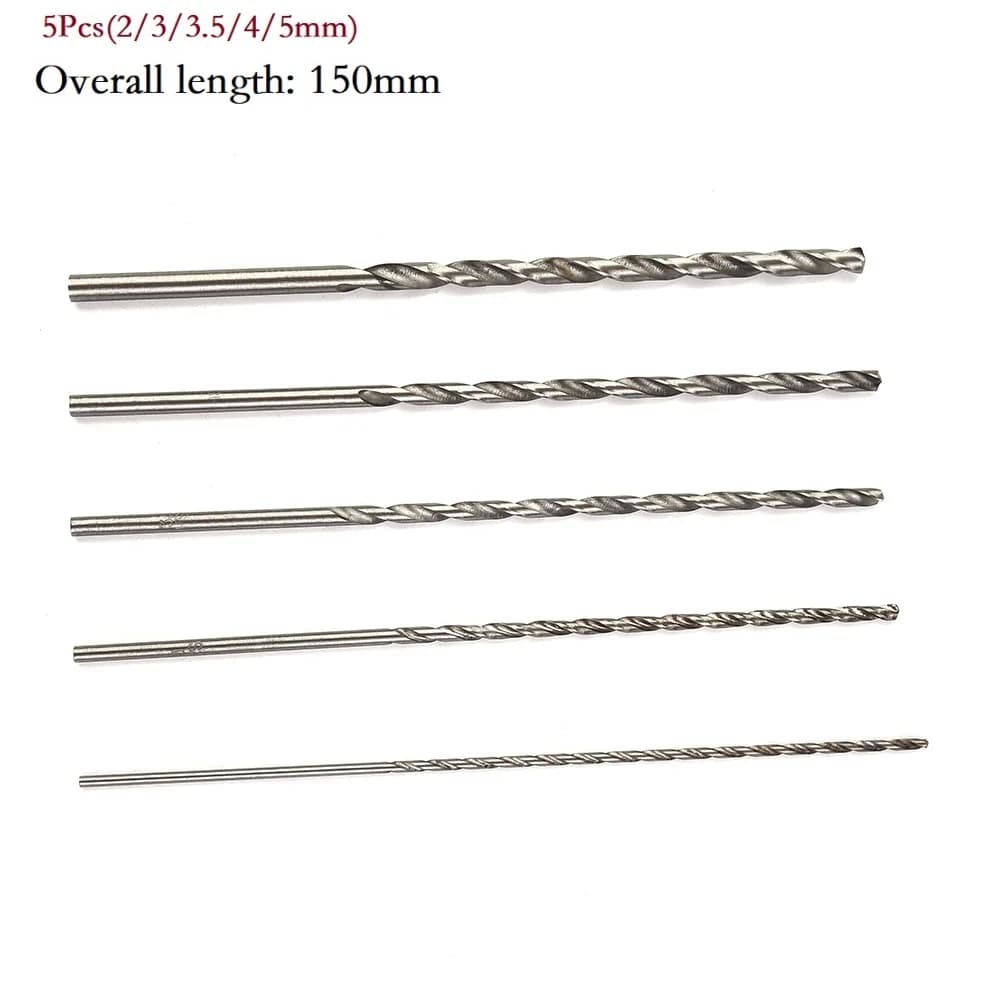 Long HSS Drill Bits | 150mm Length | 5-Piece Set for Wood, Aluminum & Plastic - Thumbnail 6