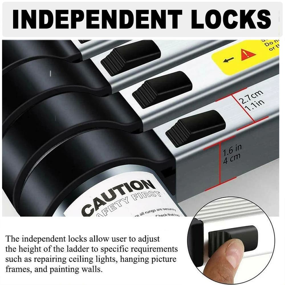 Telescopic Ladder | 2.6-5m EN131 Certified | Anti-Slip 150kg Loft & Outdoor Use - Thumbnail 4