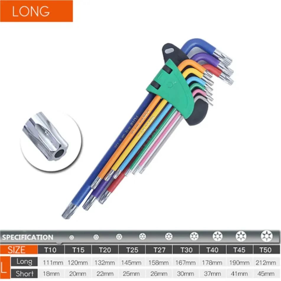 9-Piece Allen Key Set | Long Arm Hex Wrench Kit 1.5-10mm | For Bicycle & Allen Screw Repair - Thumbnail 5