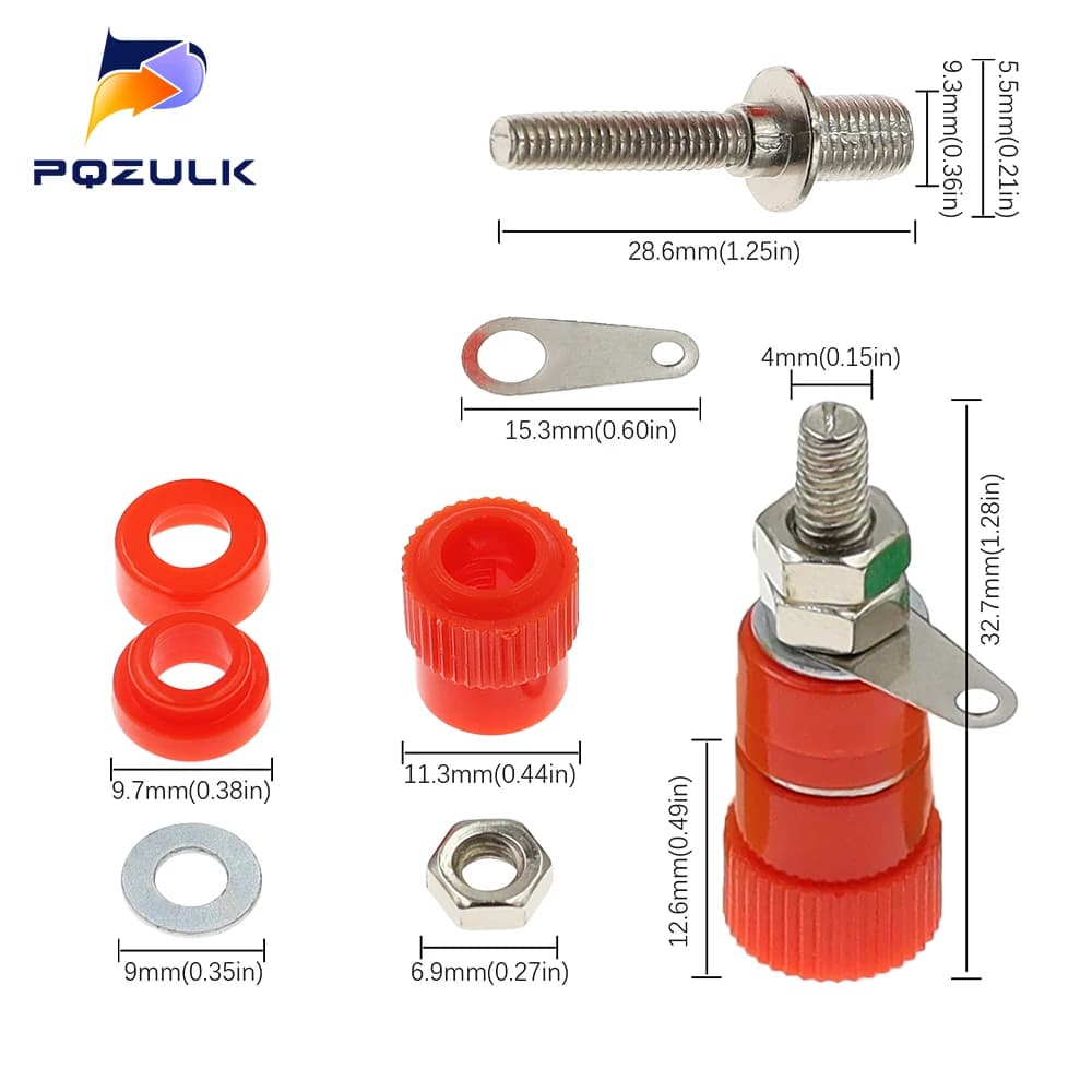 4mm Banana Plugs & Binding Posts | 5-Pack Nickel-Plated Connector Set for Secure Audio & Test Connections - Thumbnail 6