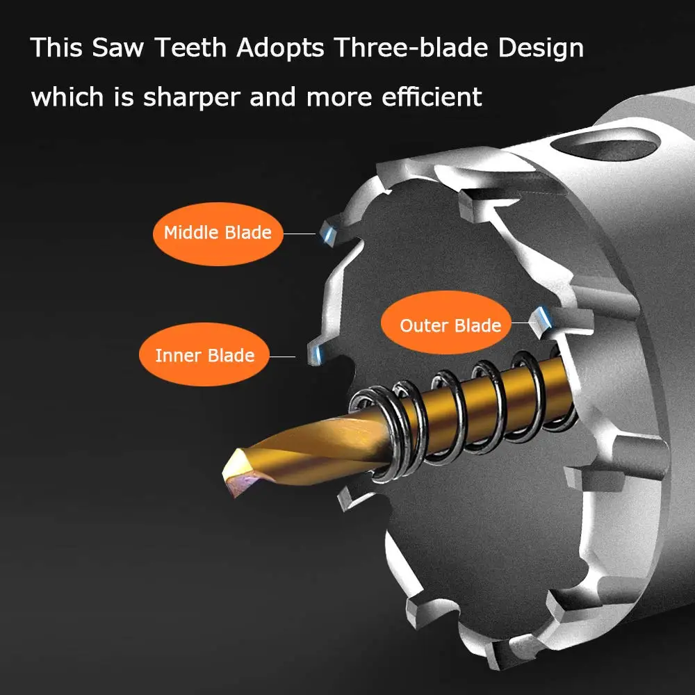 8-Piece Hole Saw Kit | 16-35mm Carbide-Tipped | For Stainless Steel & Metal Drilling - Thumbnail 3