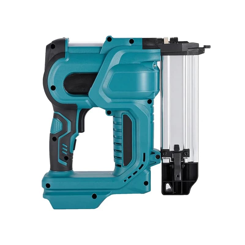 18-gauge 2-in-1 cordless nailer and stapler for upholstery and carpentry, compatible with Makita battery platforms.