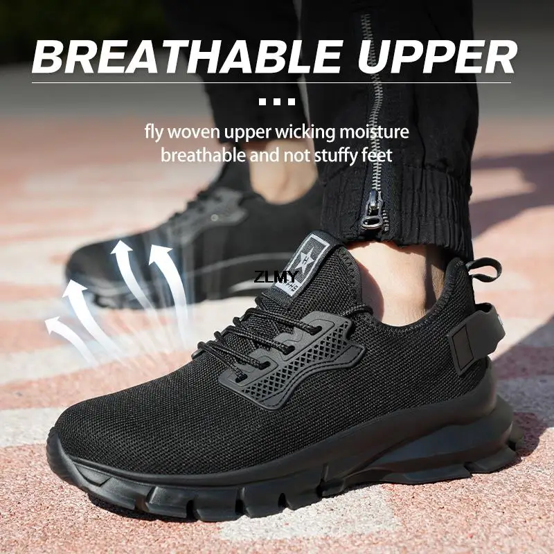Proof Safety Shoes | Lightweight Steel Toe Sneakers | Men's Breathable Work Boots - Thumbnail 4