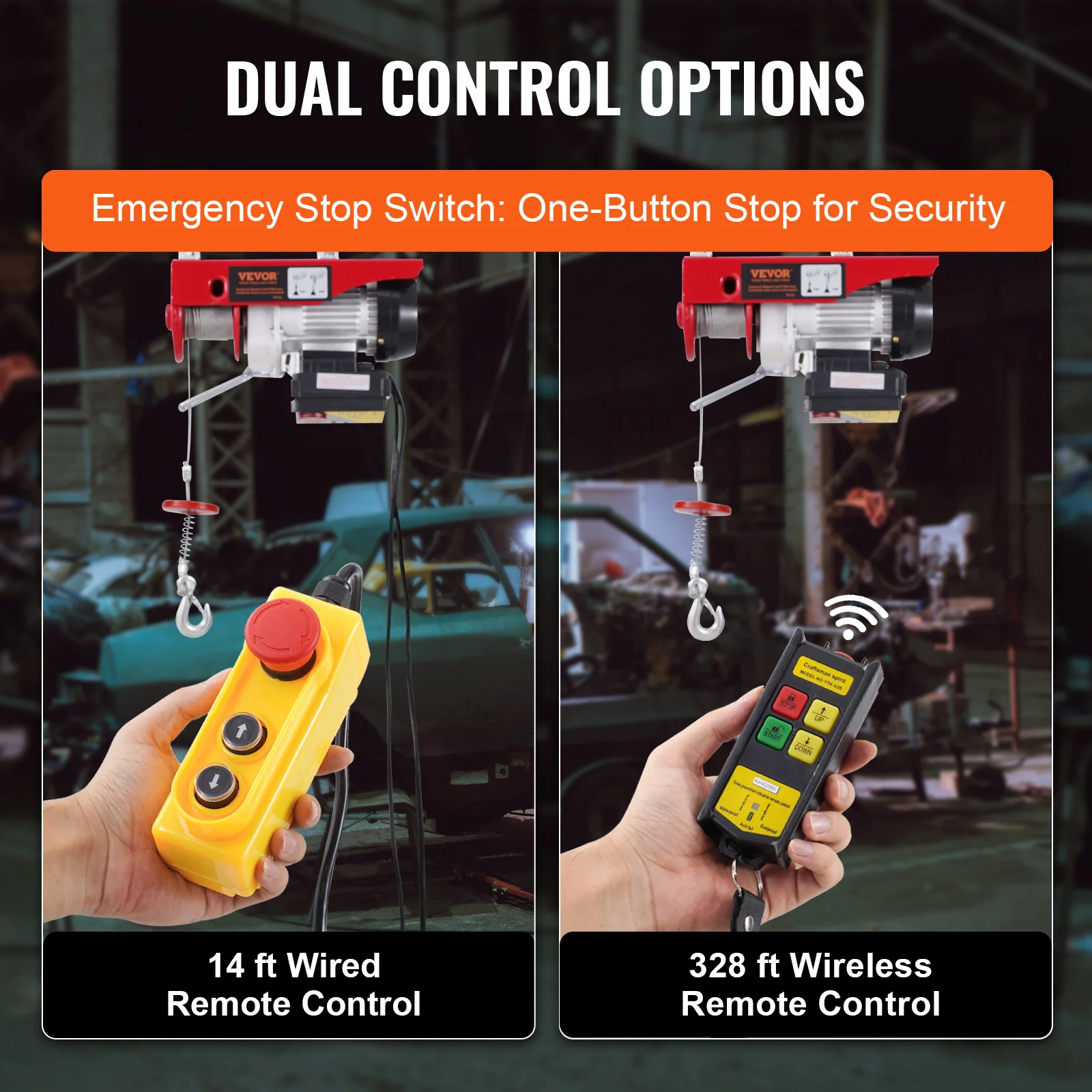 1320 lb Electric Hoist | 328 ft Wireless Remote & 40 ft Lift | Industrial Winch Crane - Thumbnail 4