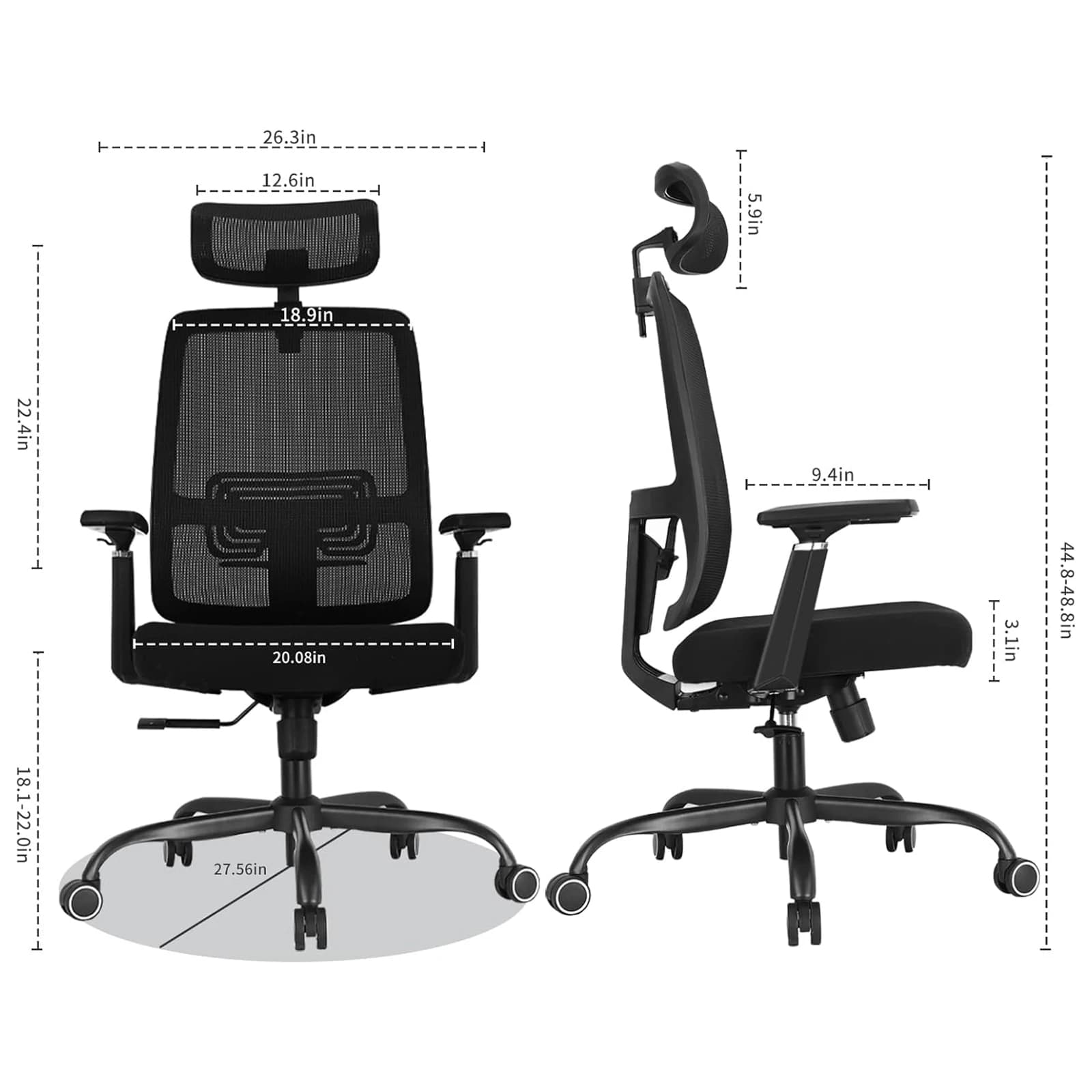 Office Chair | 120° Tilt & Adjustable Lumbar Support | High-Back Comfortable Computer Chair - Thumbnail 4
