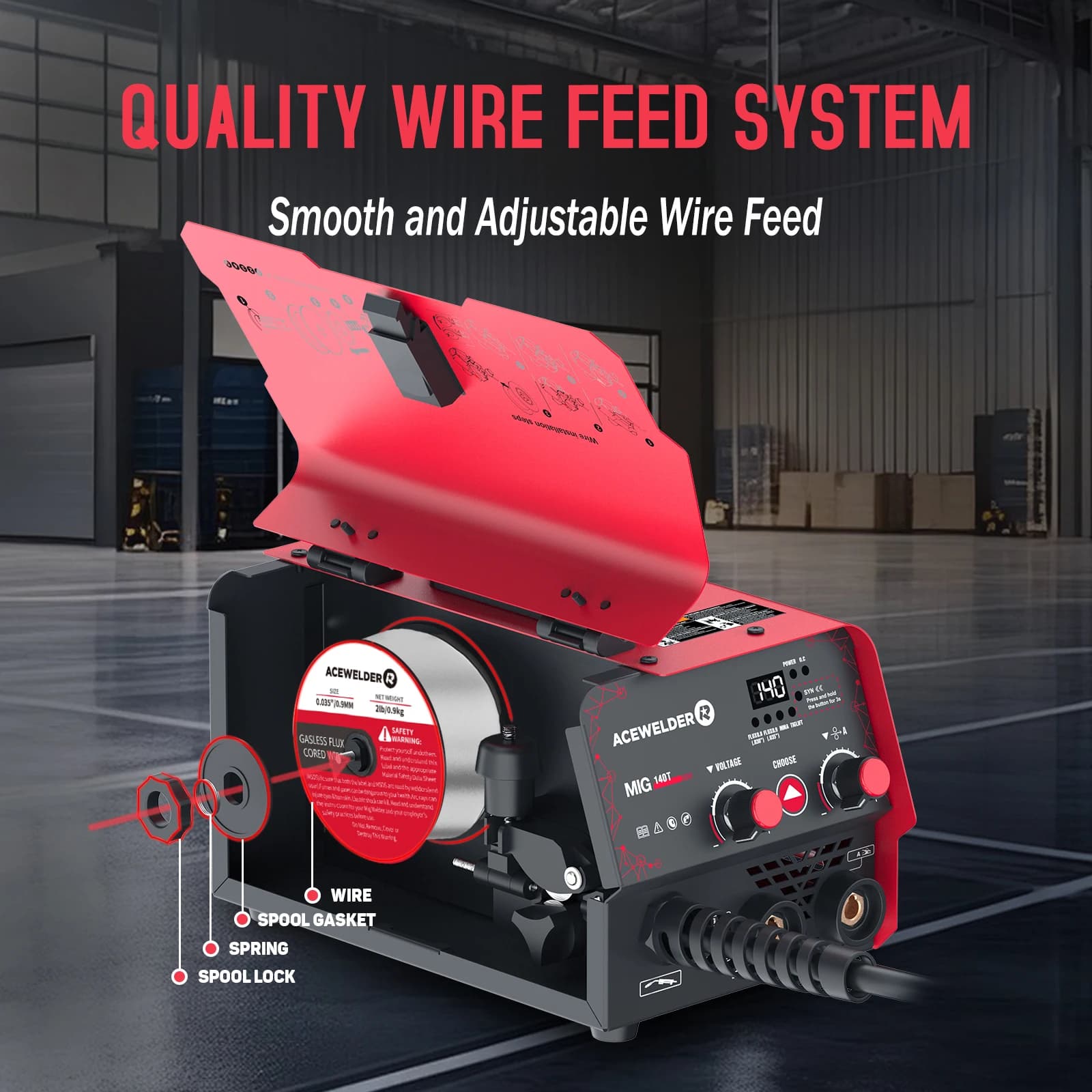 140A IGBT Inverter Welder | 3-in-1 MIG, ARC, Lift TIG | 110V Gasless Welding Machine - Thumbnail 3