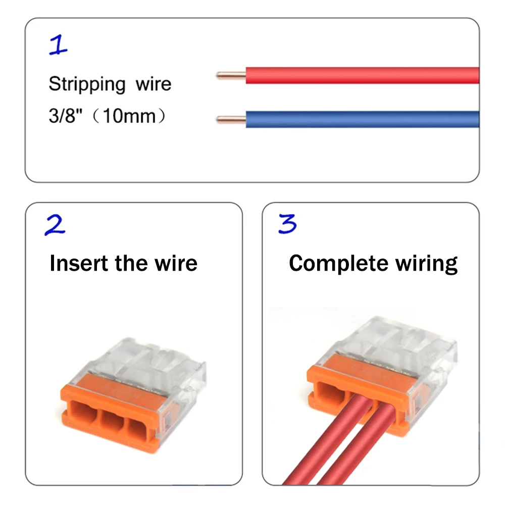 Push-In Wire Connectors | 50-Piece Kit | 2-5 Port Terminal Blocks | Stainless Steel - Thumbnail 3