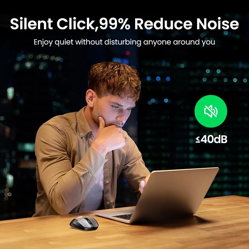 Ergonomic Silent Mouse | 4000 DPI Wireless Mouse for MacBook & Laptop | 6-Button Mute Design - Thumbnail 5
