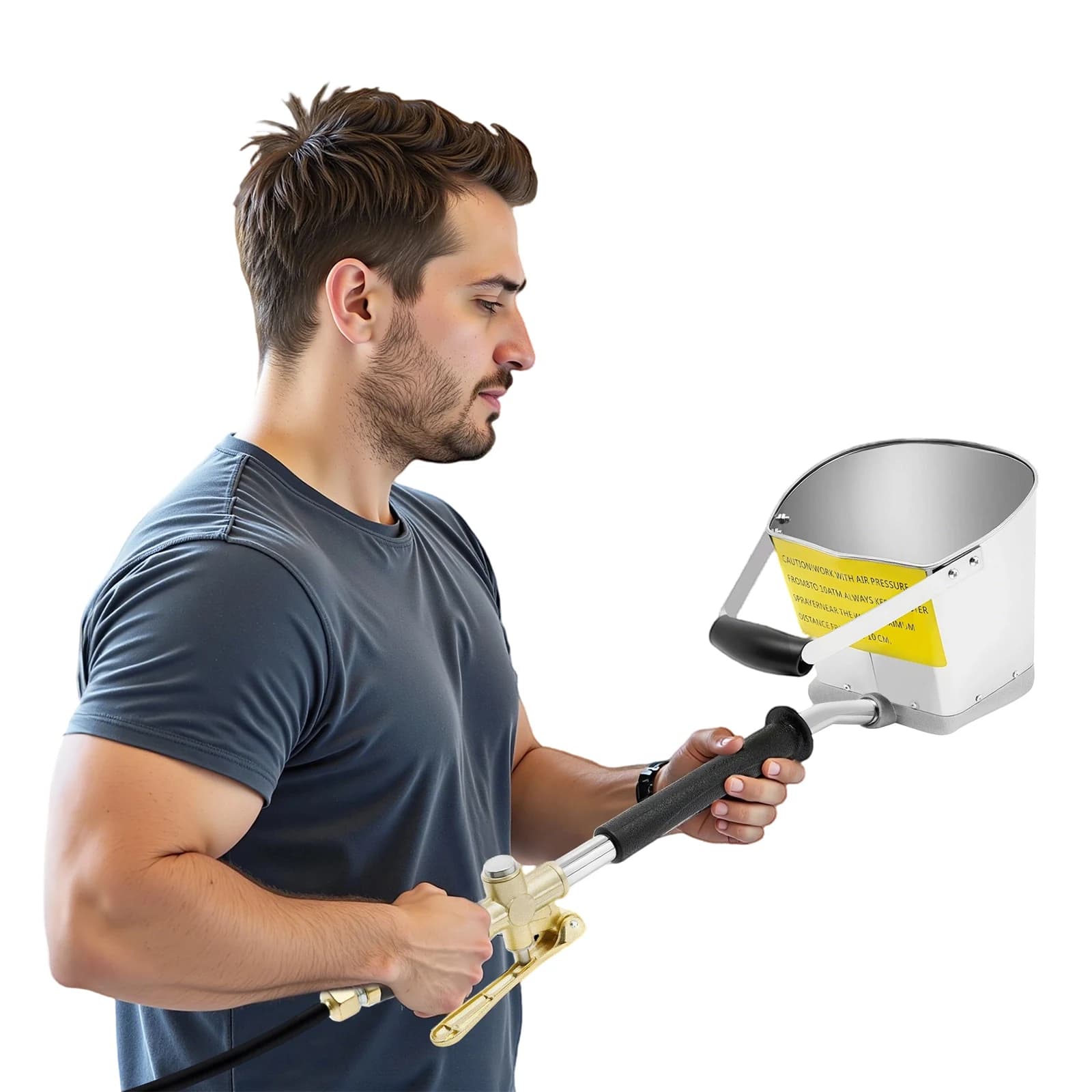 3.5L Pneumatic Cement Sprayer Gun | 4 Jet Nozzle System | Professional Wall Plaster & Stucco Tool - Thumbnail 3