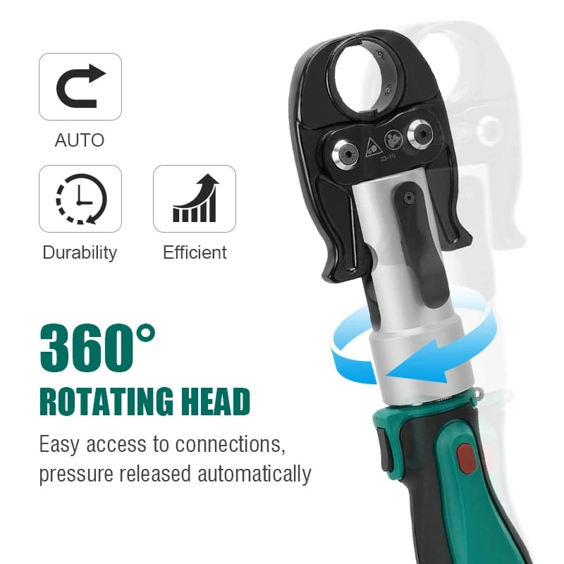 Hydraulic Pipe Crimping Tool | High-Power Li-ion Battery | Portable Stainless Steel Crimper - Thumbnail 2