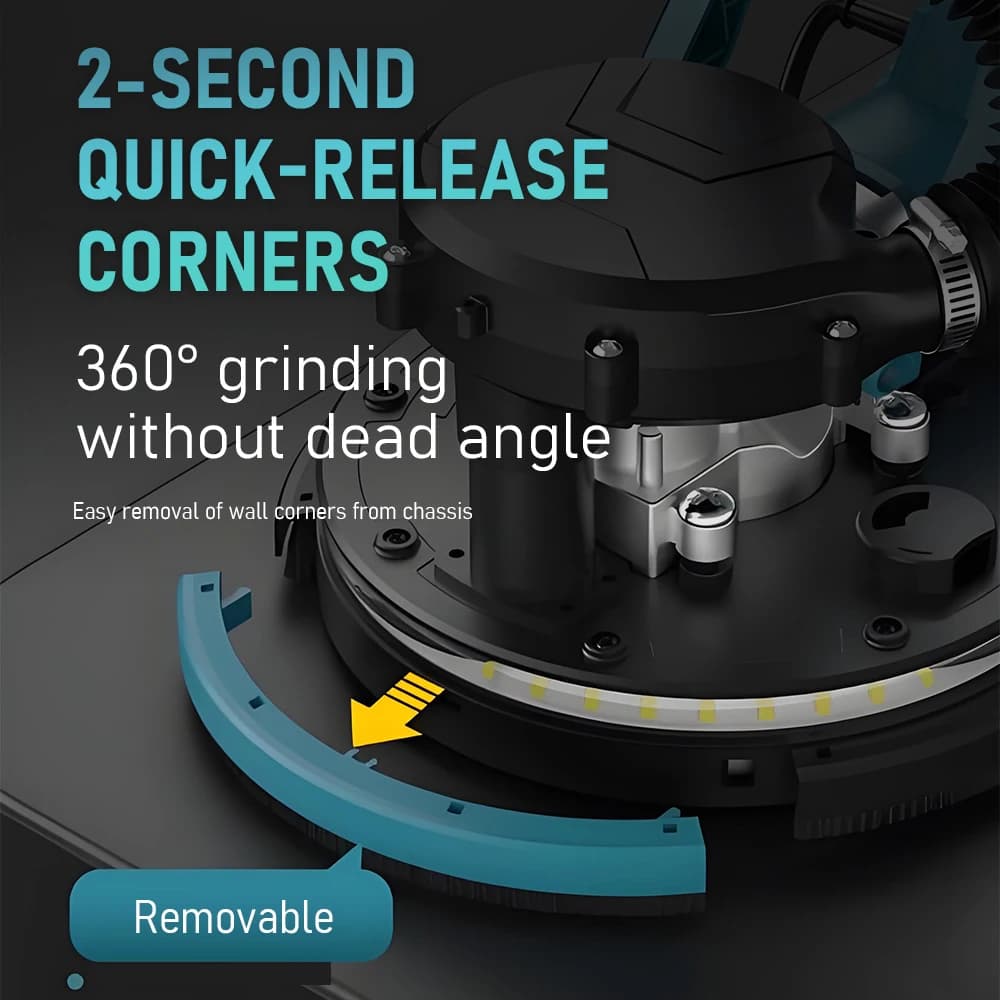 Self-Absorbing Dust Wall Sander | 9-Inch Folding Design | Double LED Light & Long Pole - Thumbnail 3