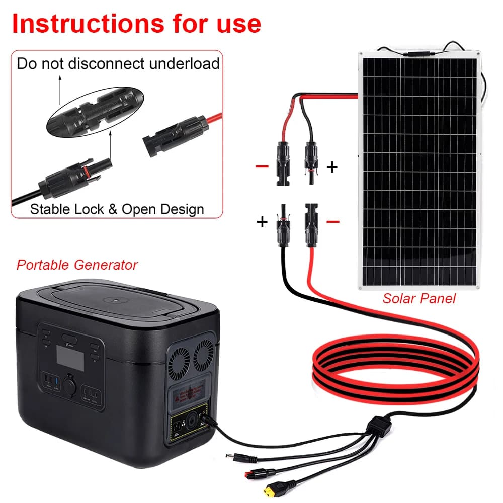 Solar Panel Extension Cable | 4-in-1 Splitter for Energy Storage & Charging | 12AWG Power Cord - Thumbnail 6