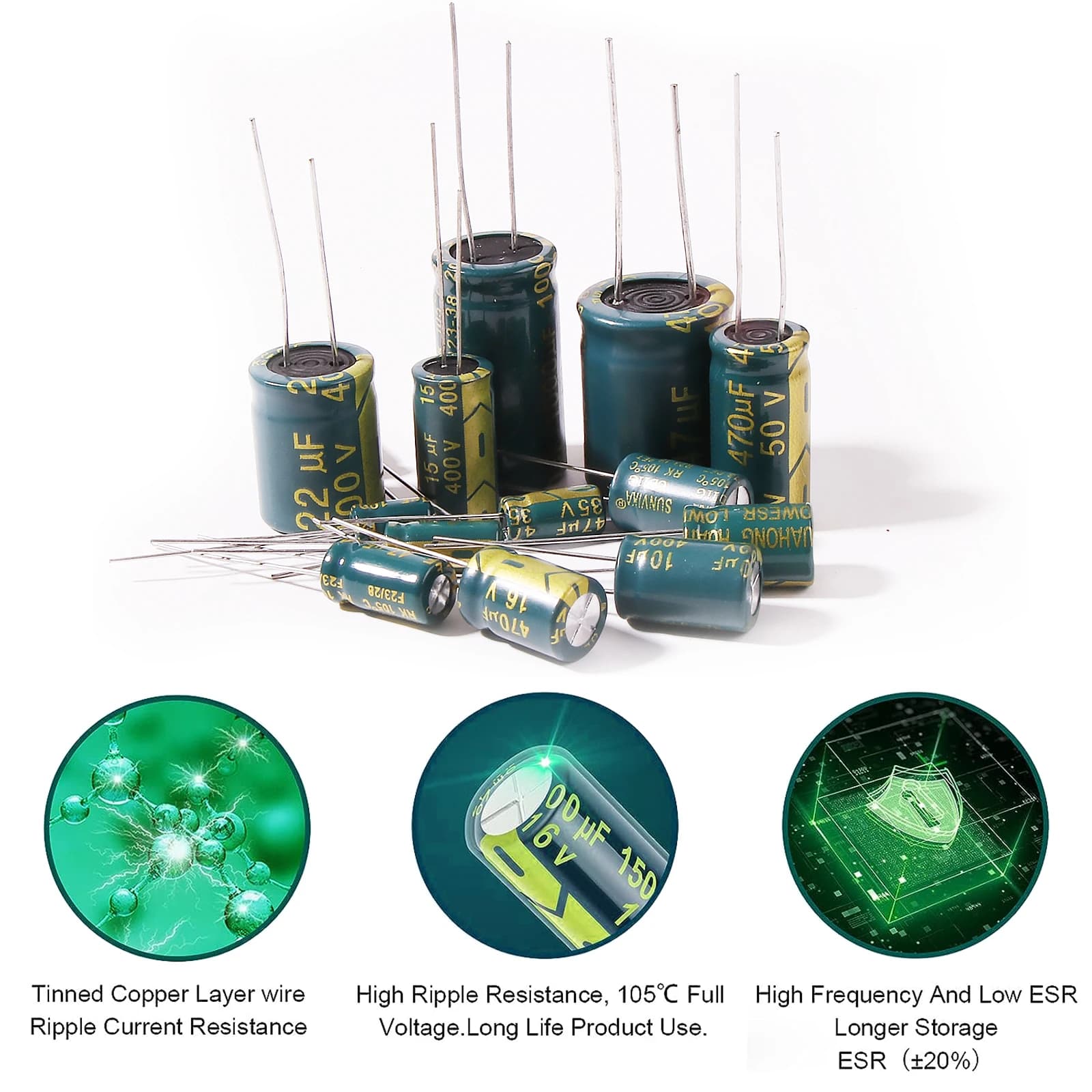 Electrolytic Capacitor Assortment Kit | 10V-400V | 10µF-1000µF | High-Frequency Circuit Repair - Thumbnail 3