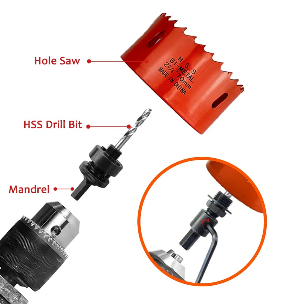 12-Piece Bi-Metal Hole Saw Kit | 16-70mm Range | For Metal, Wood & Aluminum - Thumbnail 3
