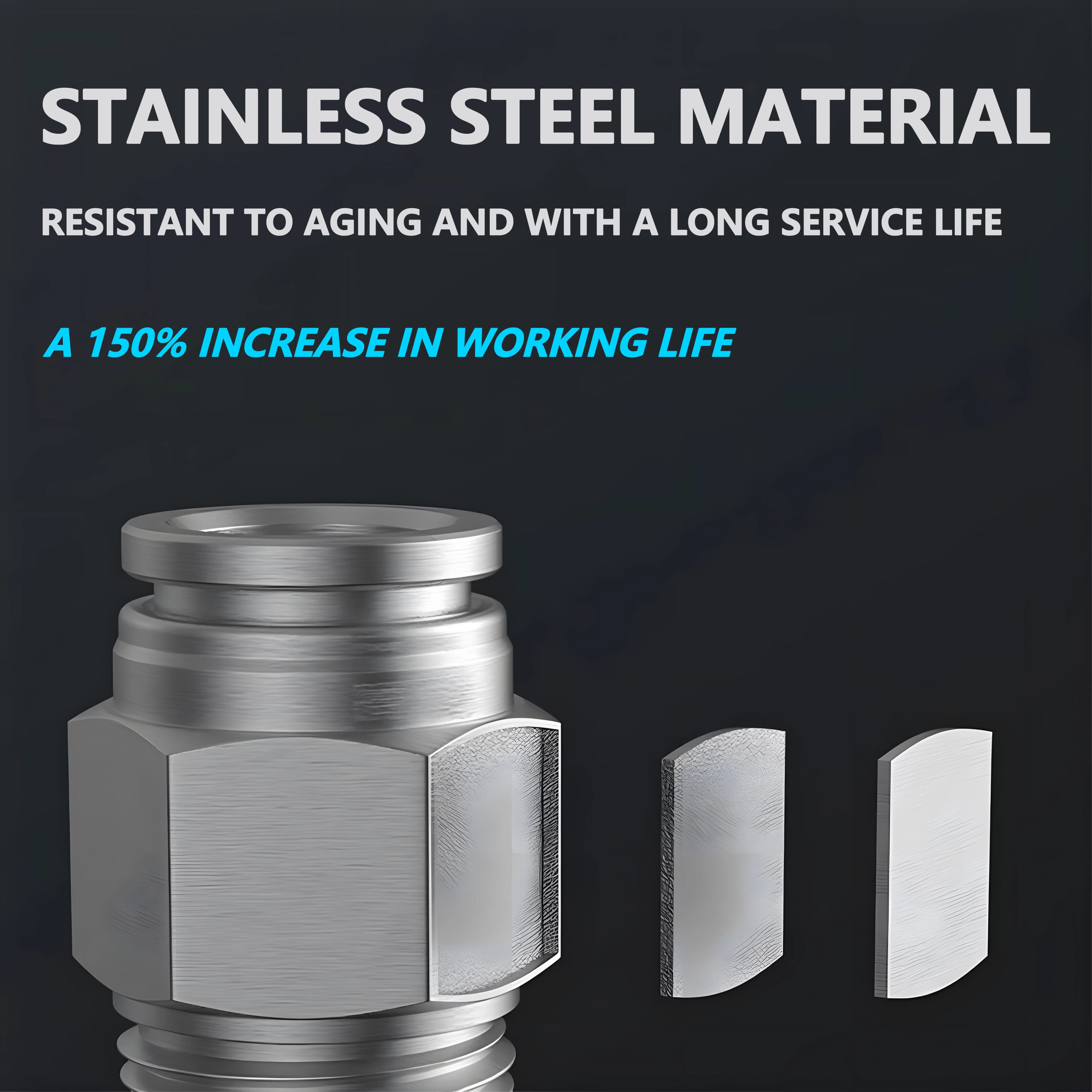 Stainless Steel Quick-Release Air Fittings | 1/8 to 1/2 BSP | High-Pressure Pneumatic Hose Connectors - Thumbnail 3