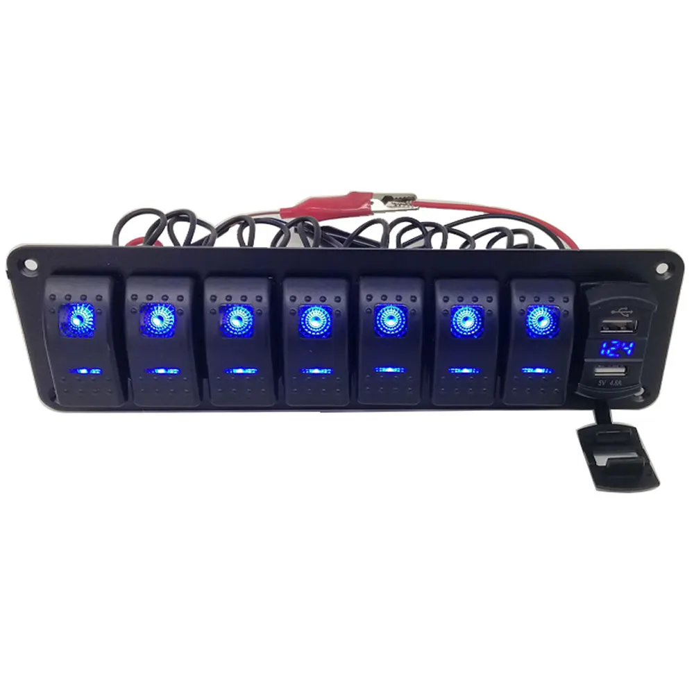 Marine-Grade Switch Panel | 4.2A Dual USB Fast Charger | Waterproof LED Rocker Switches - Thumbnail 5