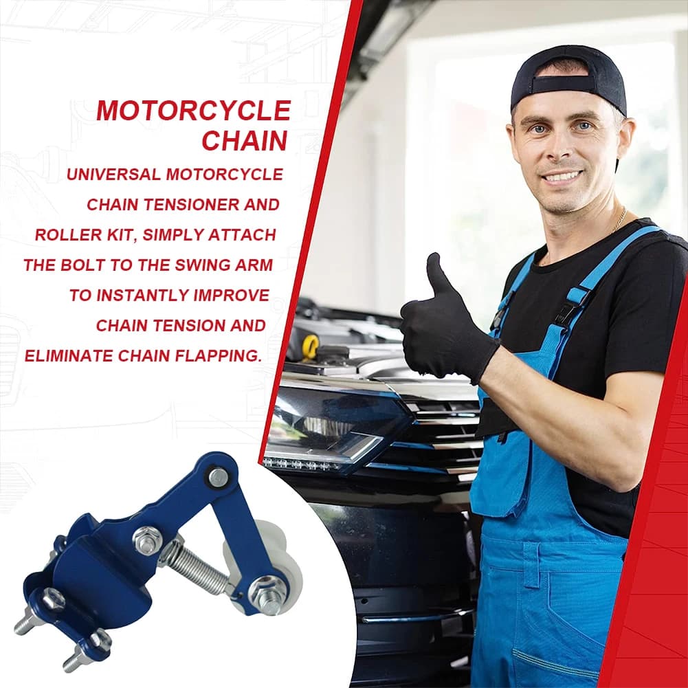 Motorcycle Chain Tensioner | Heavy-Duty Guide Wheels | Dirt Bike & Pit Pro - Thumbnail 3