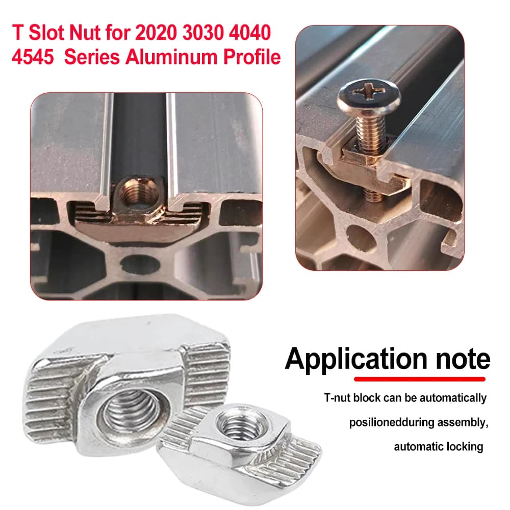 Plated T-Nuts | Aluminum Extrusion Profile Connectors | Hammer Head Slot Fasteners - Thumbnail 6