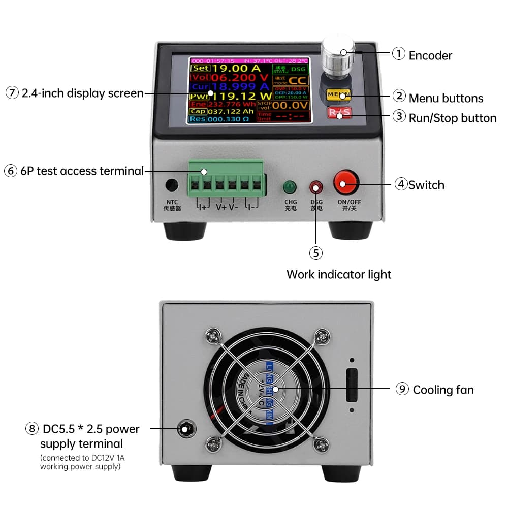 Battery Capacity Tester | MDL150 DC Electronic Load Analyzer | 0-150V, 20A - Thumbnail 4