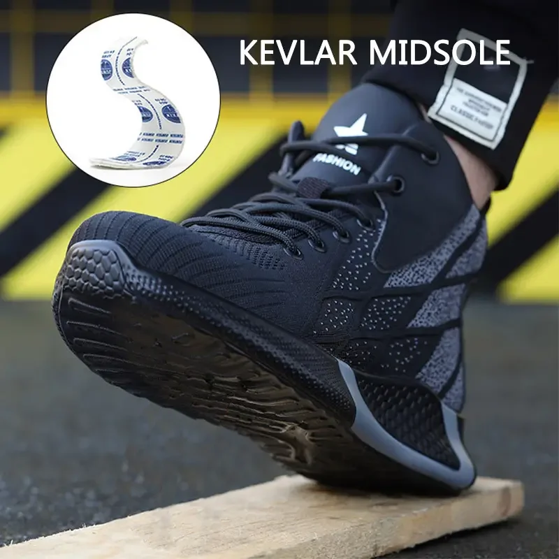 High-Top Safety Shoes | Fashion Protective Work Boots | Anti-Smash & Puncture-Proof for Men - Thumbnail 3