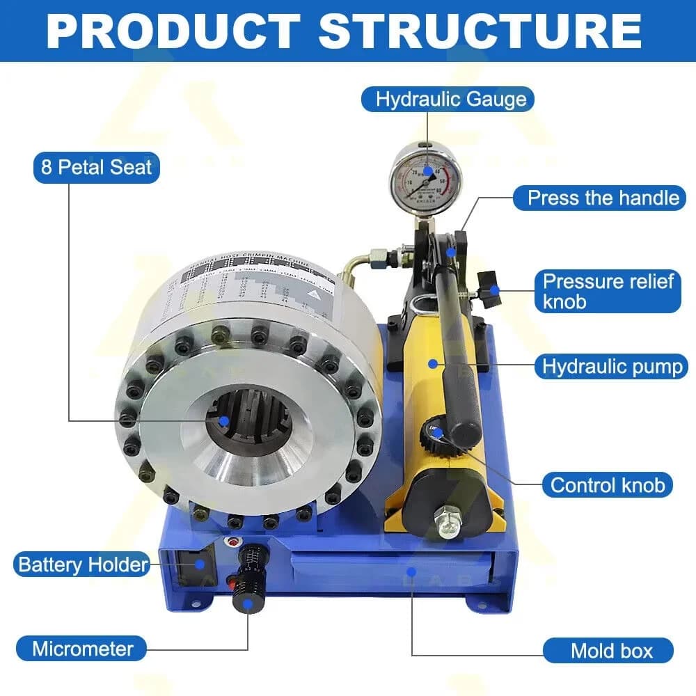 Manual Hydraulic Hose Crimper | BNT-30A 1 Capacity | Portable Brake Line Press Machine - Thumbnail 3