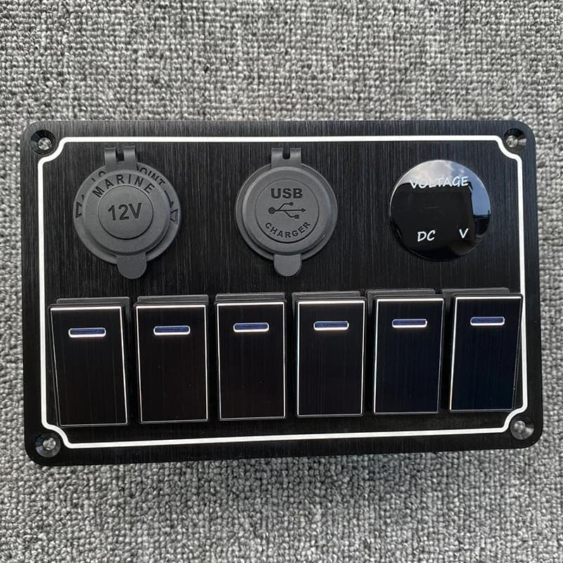 Marine-Grade Switch Panel | 4/6/8-Gang Digital Display with USB Port | 12V Waterproof for Boats & RVs - Thumbnail 3