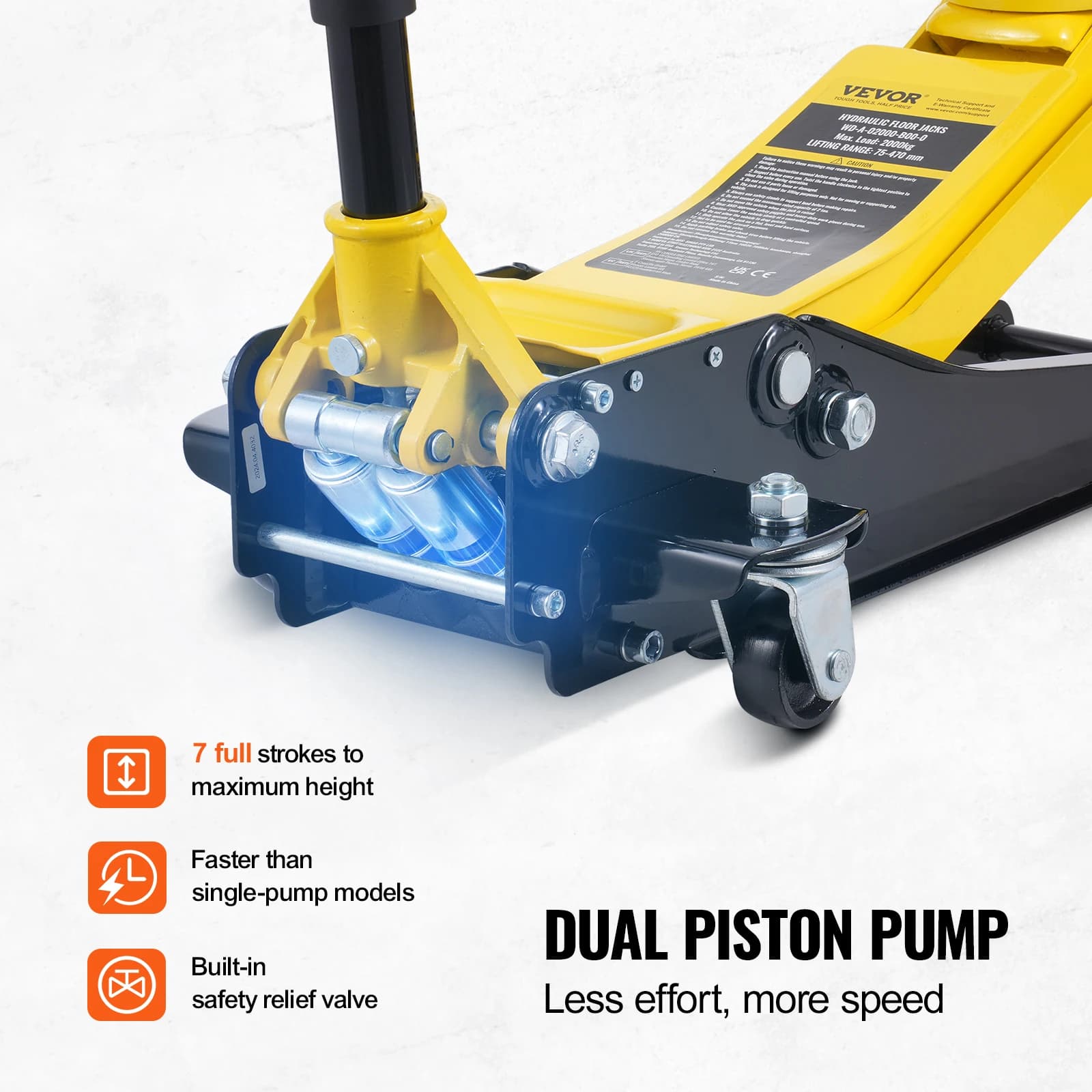 2-Ton Low Profile Floor Jack | Heavy-Duty Hydraulic Lift | Quick-Rise Dual Piston Pump - Thumbnail 6