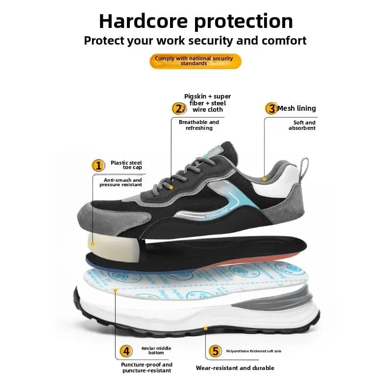 Safety Shoes | Odor-Proof & Insulated | Construction Site Labor Protection Footwear - Thumbnail 5