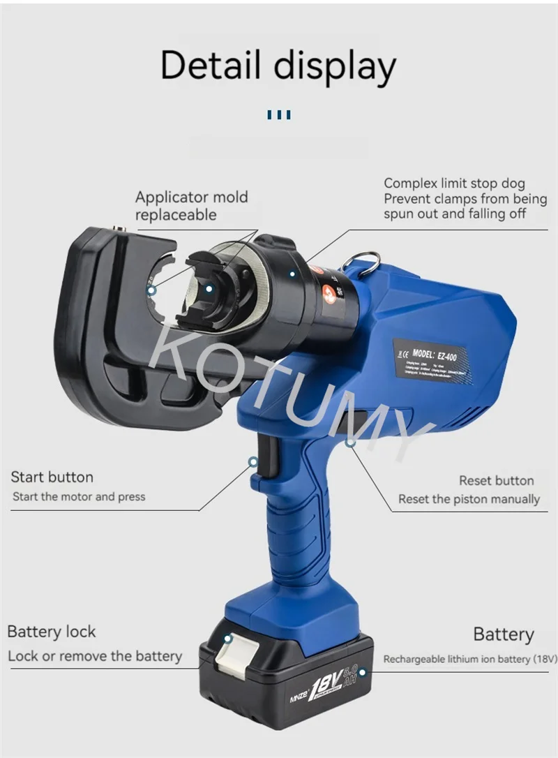 Hydraulic Cable Crimping Tool | 240mm² Capacity | Electric-Powered Terminal Crimper - Thumbnail 4