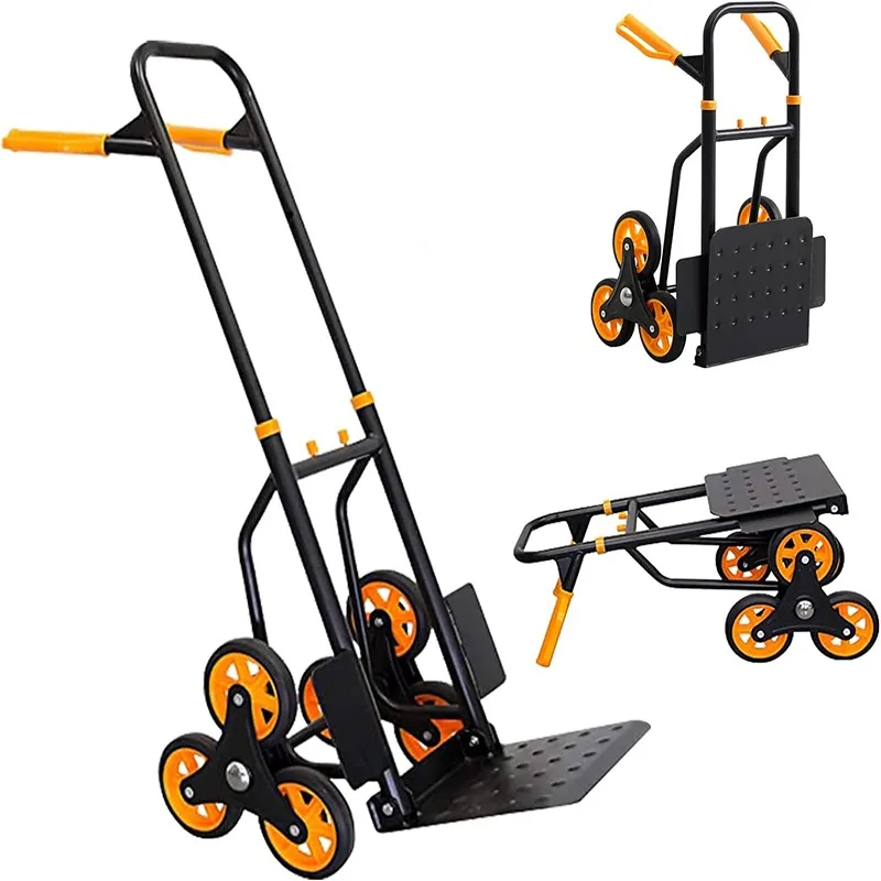 Heavy-Duty Stair Climbing Hand Truck | Foldable Steel Dolly Cart | Tool & Equipment Transport - Thumbnail 2