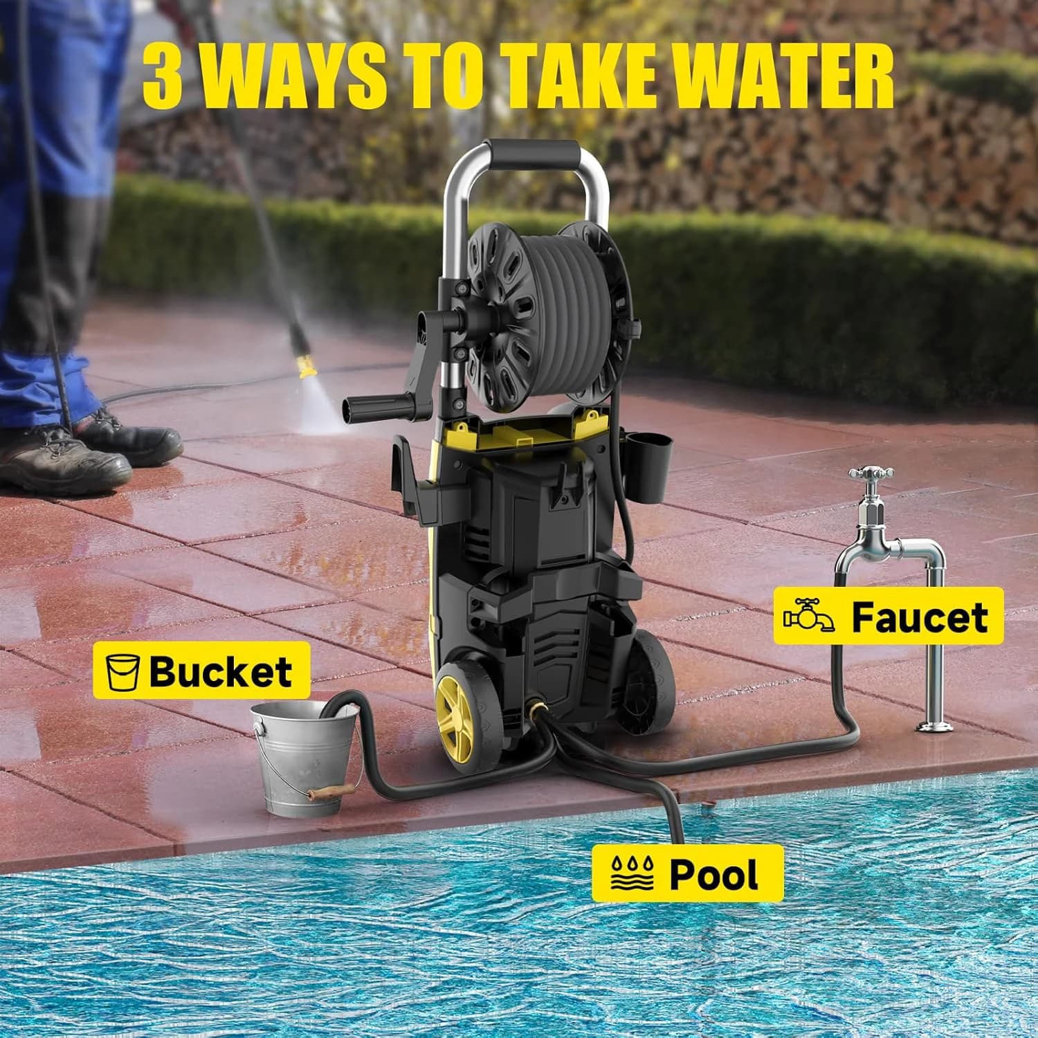 Electric Pressure Washer 1800W | 4200PSI MAX for Cars & Gardens | 2.5GPM High Flow Rate - Thumbnail 4