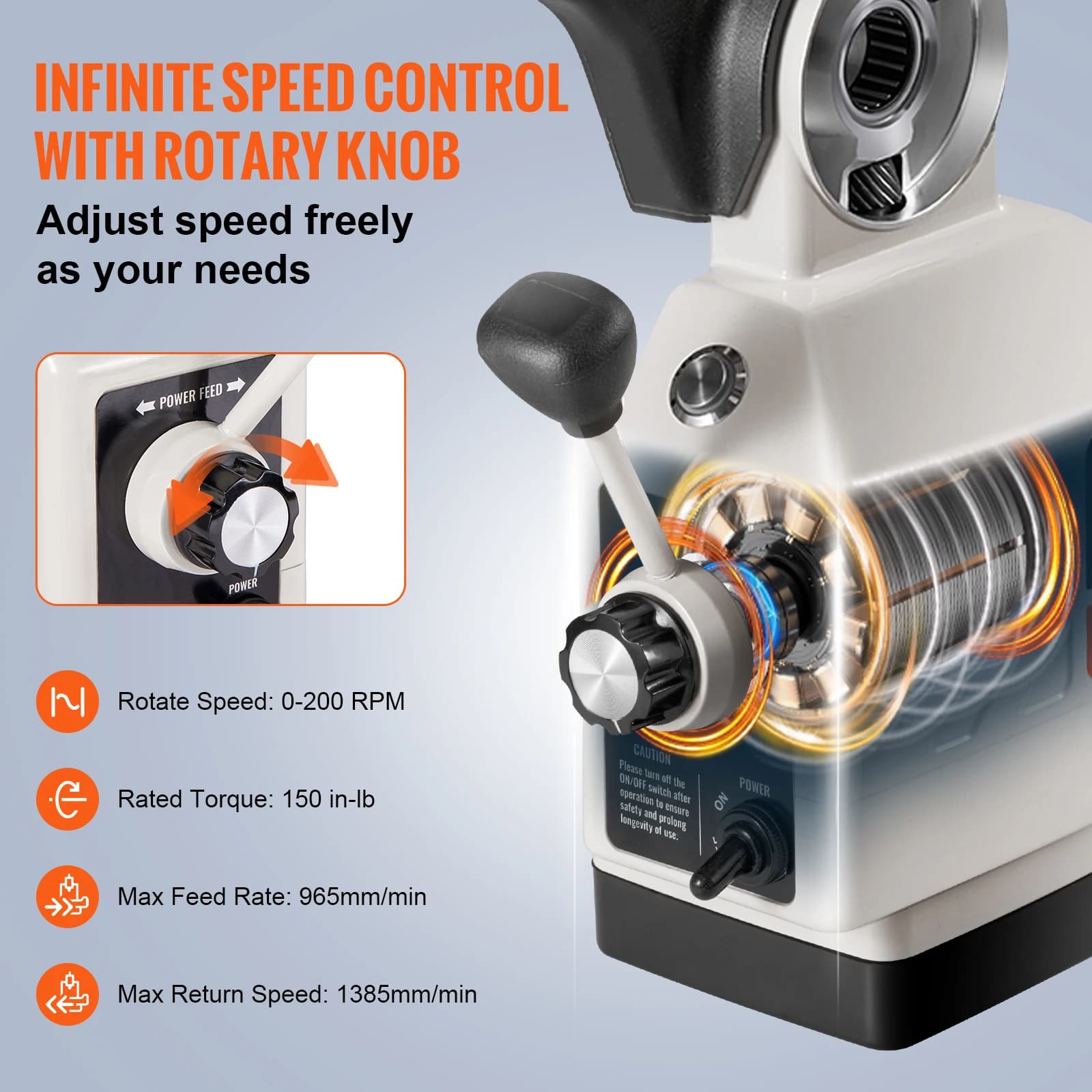 X-Axis Power Feed for Bridgeport Mills | 0-200 RPM | 150 lb-ft Torque | Low-Noise Precision Bearing - Thumbnail 3