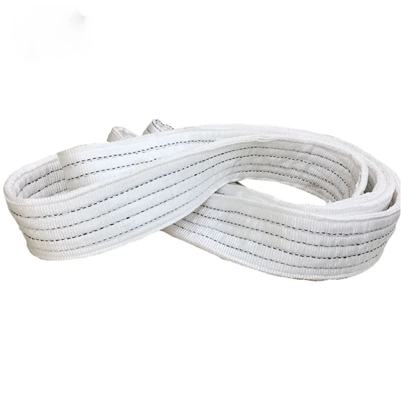 1Tx3M 2Tx1M Industrial Lifting Belt Wear Resistant White Flat Lifting Belt Trailer Lifting Sling Crane Hoisting Cargo Polyester - Thumbnail 4