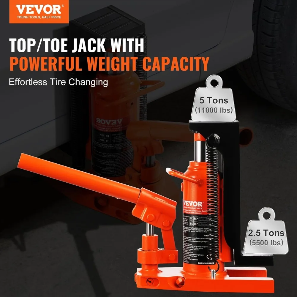 2.5-Ton Hydraulic Toe Jack | 5-Ton Lift Capacity | Heavy-Duty Equipment & Vehicle Service - Thumbnail 2