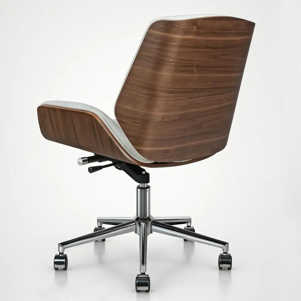 Leather Office Chair | Armless Swivel Design | Low Back Task Chair for Modern Workspaces - Thumbnail 5