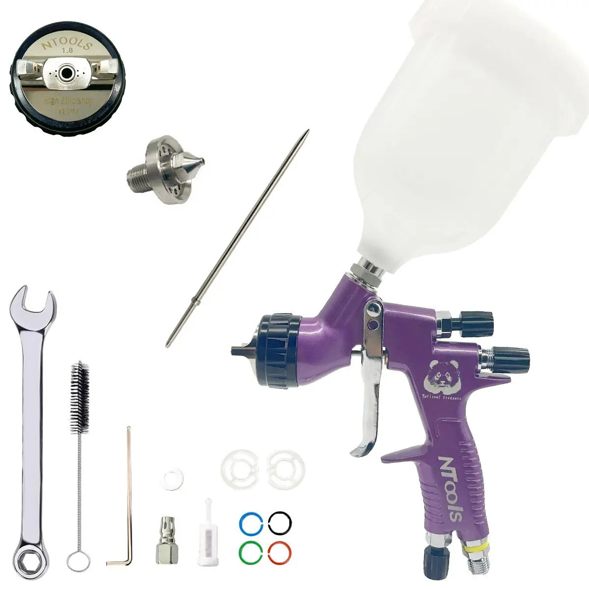 Air Spray Gun | 1.3mm & 1.8mm Nozzle | 600cc Cup for Automotive & Body Repair - Thumbnail 2
