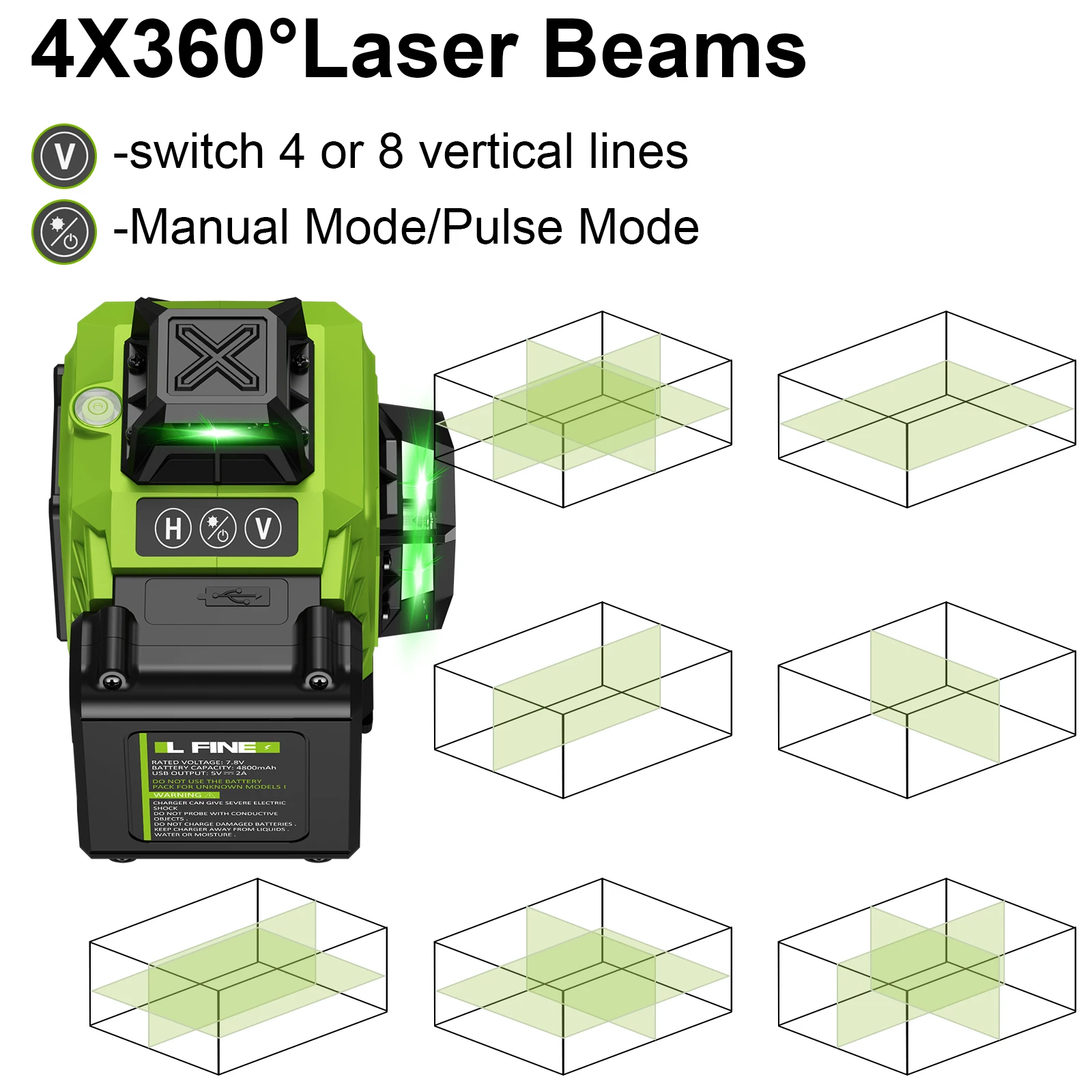 Laser Level | 16 Lines 360° Self-Leveling | Optional Tripod Mount - Thumbnail 3